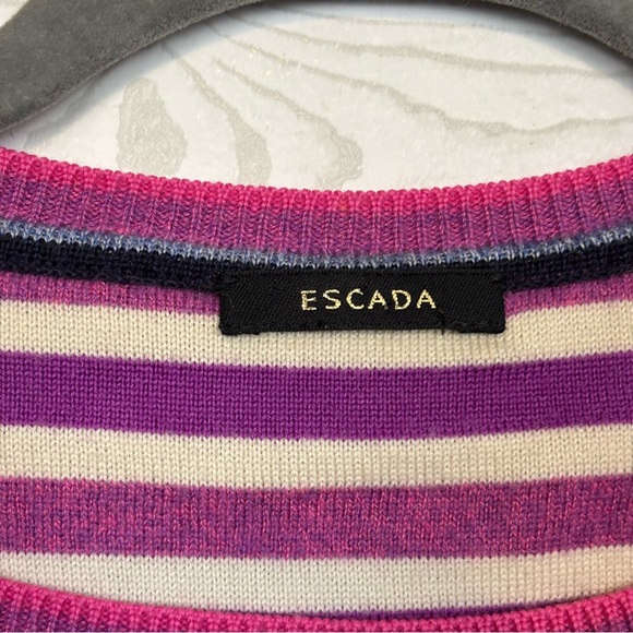 Escada Stripe Wool/Cashmere Blend Sweater Set Size 46 (XXL) - Picture 3 of 14